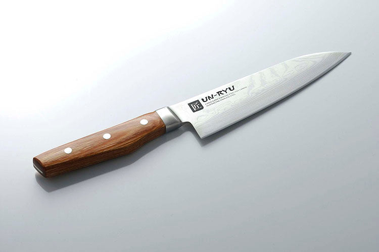 【美しい霞模様のダマスカス包丁】UN-RYU 雲竜 三徳包丁 16.8cm 日本製 燕三条 霞模様 木ハンドル 包丁 ナイフ 168mm 41564 下村工業