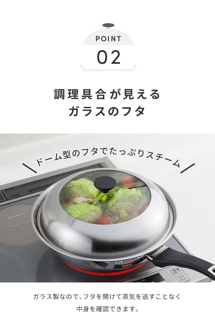 ヨシカワ 見える! フライパン用蒸し器 28~30cm用 のせるだけ 簡単蒸し料理 日本製 燕三条 ステンレス製 蒸しプレート ガラス蓋 スチーム 茶碗蒸し とうもろこし 肉まん YJ3278 Yoshikawa