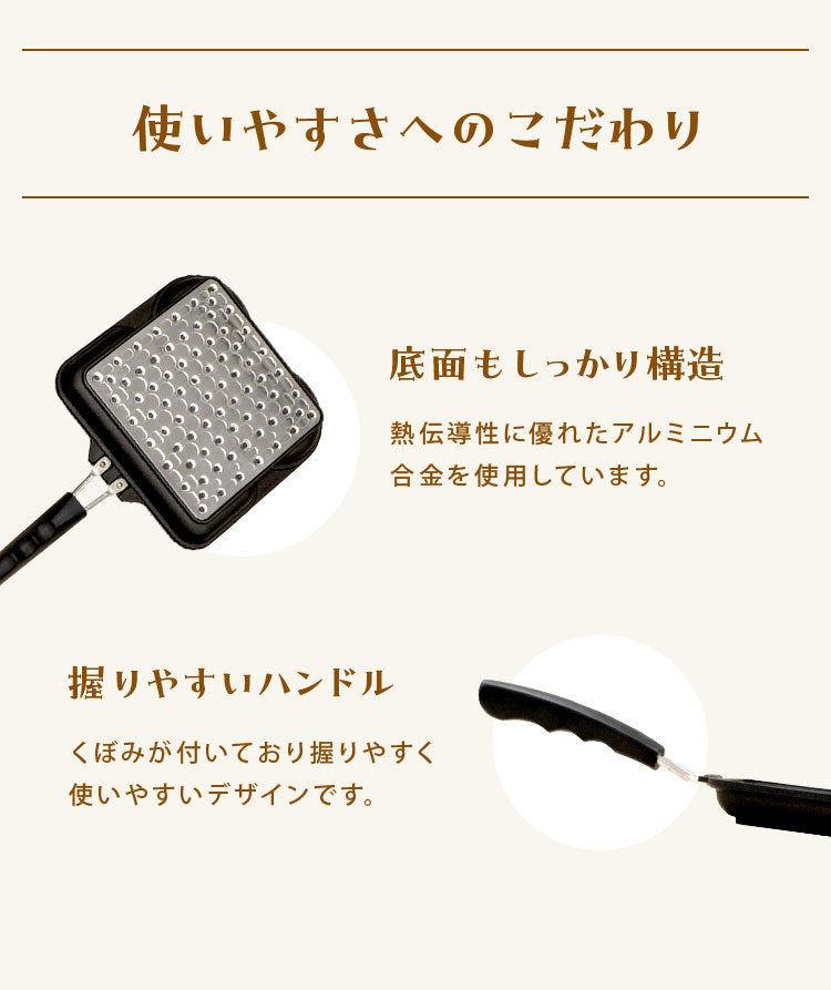 フライパン 仕切り付き 日本製 幅21cm 奥行き38cm フッ素樹脂加工 時短 時短料理 ガス対応 IH対応 くっつかない 作り分け 朝食作り お弁当作り 目玉焼き ホットケーキ ふっくら 1人暮らし まるまるしかくパン (代引不可)