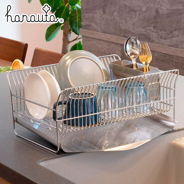 hanauta 水切りラック コンパクト 縦置きタイプ 箸立て付き シルバー 日本製 燕三条 ハナウタ ステンレス製 キッチン収納 水切りラック 水切りかご ディッシュドレイナー(代引不可)