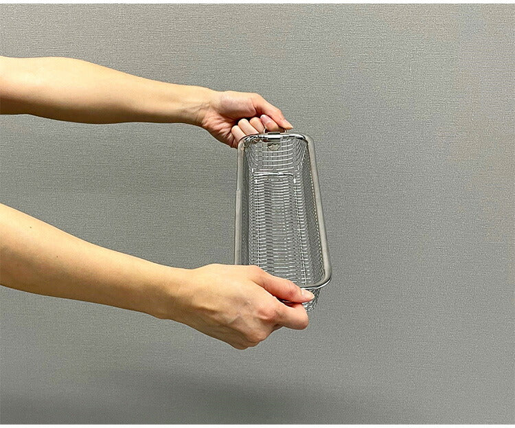 日本製 燕三条 すっきり暮らす水切りかご スリム カトラリー 箸 吸水マットに合わせて使える 食洗機対応 ステンレス 水切りカゴ バスケット(代引不可)