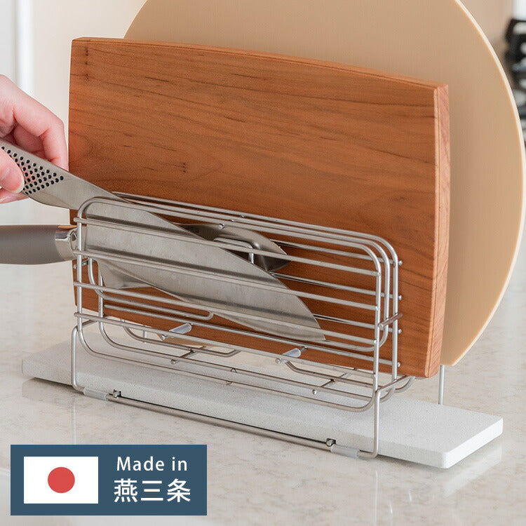 日本製 燕三条 吸水トレーのまな板&包丁スタンド まな板・包丁同時収納 KAWAKI まな板スタンド 包丁スタンド モイストレイ 横置き 包丁立て まな板立て 水切り(代引不可)