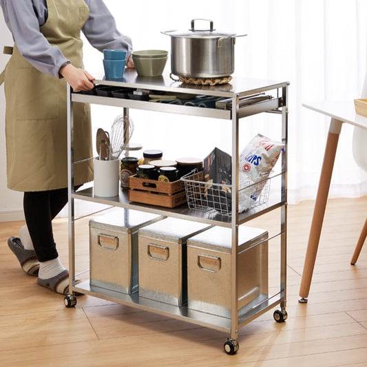 日本製 燕三条 ステンレス作業台ワゴン 幅73.5cm 引出し付き キッチンワゴン 調理台 キャスター付き 引き出し付き 棚 ラック スリム キッチン収納 おしゃれ(代引不可)