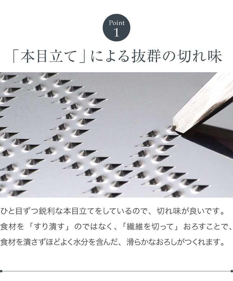 ふわっとおろしてみま専科 日本製 燕三条 ふわふわ大根おろし器 コンパクト ステンレス製おろし金 ふわふわ大根おろし 本目立て おろし器 おろし金 グレーター アーネスト A-76911