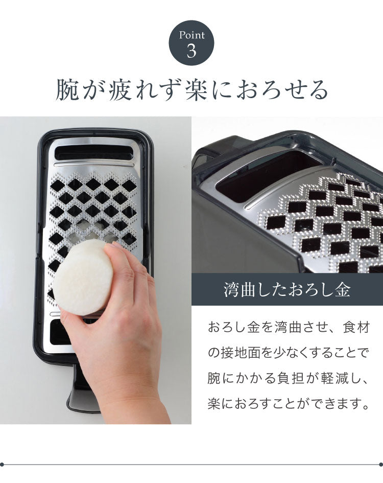 楽楽おろしてみま専科 極み 日本製 燕三条 ふわふわ大根おろし器 ステンレス製おろし金 ハンドル付き ふわふわ大根おろし 本目立て おろし器 おろし金 グレーター アーネスト A-76912
