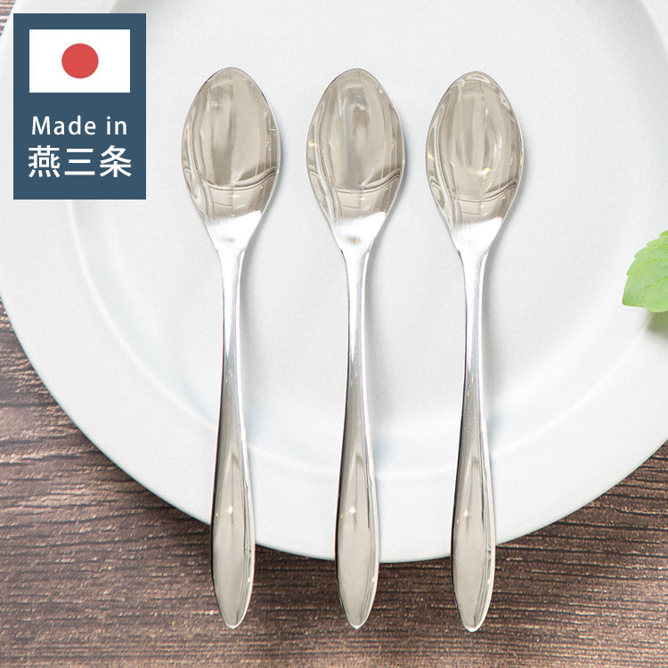 日本製 燕三条 なめらかスプーン 3本セット 食洗機対応 ステンレス TSUBAME カトラリー セット 3本組 スプーン ミニスプーン デザート 和菓子(代引不可)