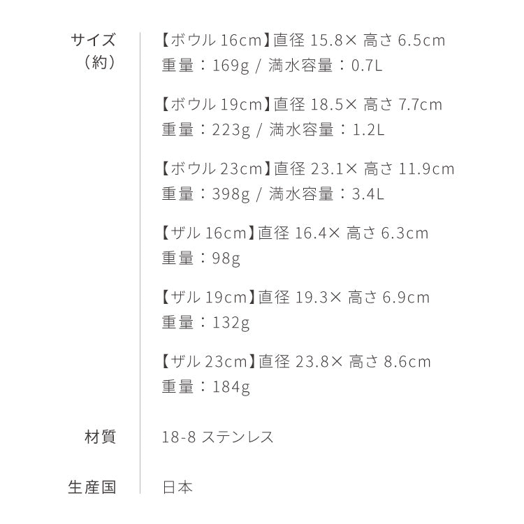 柳宗理 ボウル ザル 6点セット 16/19/23cm 日本製 ステンレス セット パンチングストレーナー ボール Yanagi Sori プレゼント ギフト