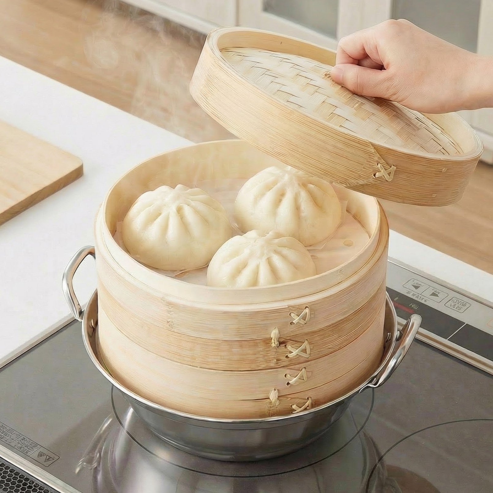 【防虫・防カビ・耐久性UP】日本製 燕三条 ステンレス鍋 炭化竹せいろ2段 セット 21cm 簡単蒸し料理 ステンレス鍋 蒸し器 せいろ 鍋付き 蒸し 2段 炭化 竹 せいろ セイロ 蒸しかご セット 蒸し野菜 中華 蒸篭