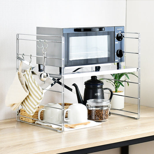 日本製 燕三条 トースターラック ダブルワイヤー 幅45cm 奥行35cm 高さ40cm 頑丈 ステンレス棚 ラック 棚 キッチン収納 カウンター上収納 キッチンラック シルバー ステンレス おしゃれ(代引不可)