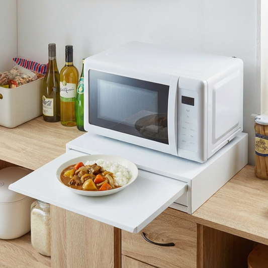 日本製 燕三条 収納付き キッチン家電下 スライドテーブル 幅45cm 2way 家電下 スライドテーブル 炊飯器 電子レンジ 下 引出し 引き出し 収納 レンジラック トースター台 レンジ台 完成品(代引不可)