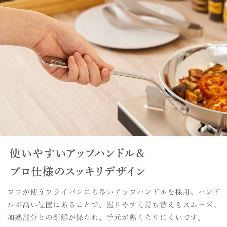 日本製 燕三条 ステンレス3層フライパン 20cm 20年保証 ガス火・IH対応 アルミクラッド三層フライパン ステンレス製 フライパン フッ素不使用 フジノス(代引不可)