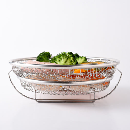 日本製 燕三条 蒸しザルセット 2段 お皿のざる&専用スタンドセット 19cm 22cm 食洗機対応 ステンレス製 蒸しカゴ 蒸しかご 蒸し皿 蒸し器 せいろ 蒸篭 スチーマー ザル ざる フライパン用 逸品物創