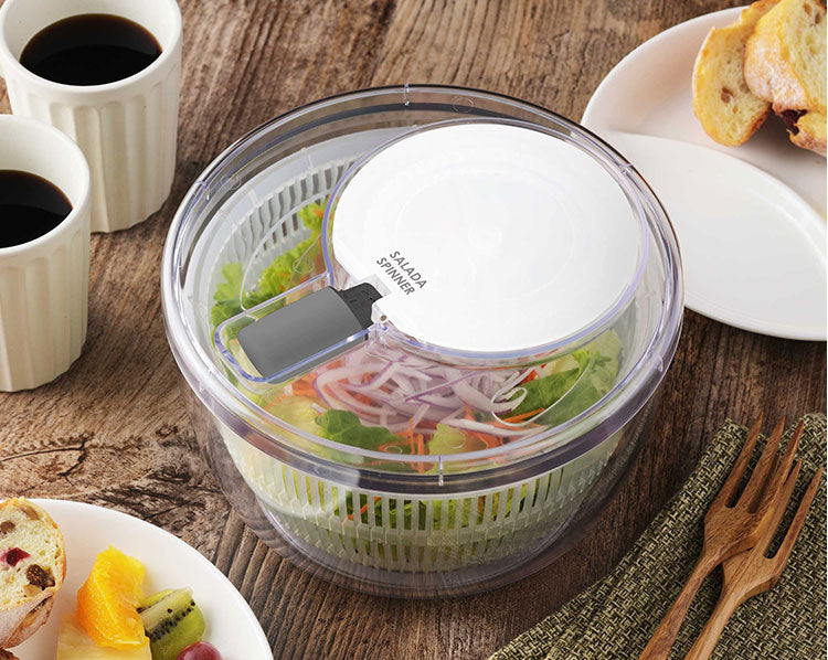 日本製 燕三条 クリアサラダスピナー 21cm 取っ手がたためる コンパクト フラット 食洗機対応 4way 野菜水切り器 サラダボウル 湯切り ザル ざる セット 回転式 分解できる お手入れ簡単 透明 おしゃれ