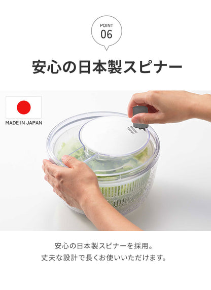 日本製 燕三条 クリアサラダスピナー 21cm 取っ手がたためる コンパクト フラット 食洗機対応 4way 野菜水切り器 サラダボウル 湯切り ザル ざる セット 回転式 分解できる お手入れ簡単 透明 おしゃれ