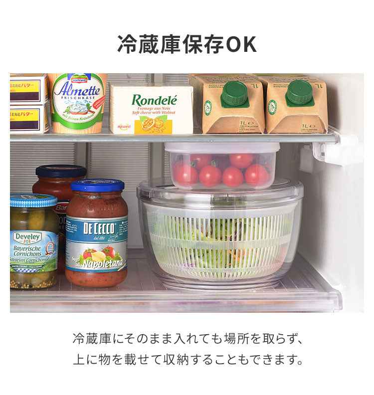 日本製 燕三条 クリアサラダスピナー 21cm 取っ手がたためる コンパクト フラット 食洗機対応 4way 野菜水切り器 サラダボウル 湯切り ザル ざる セット 回転式 分解できる お手入れ簡単 透明 おしゃれ