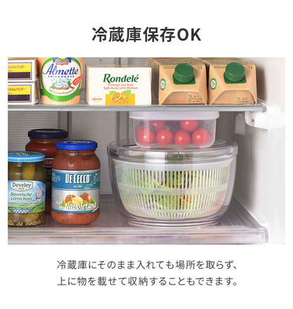 日本製 燕三条 クリアサラダスピナー 21cm 取っ手がたためる コンパクト フラット 食洗機対応 4way 野菜水切り器 サラダボウル 湯切り ザル ざる セット 回転式 分解できる お手入れ簡単 透明 おしゃれ