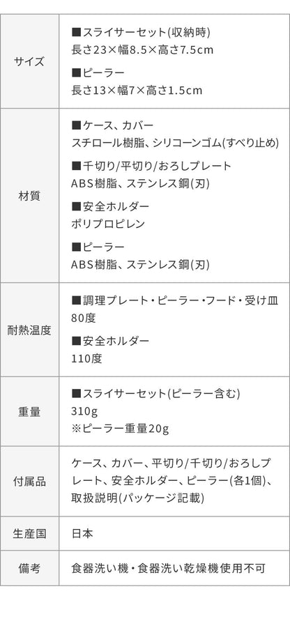 日本製 燕三条 スライサー7点セット 千切り おろし器 ピーラー スライサー 安全ホルダー 収納ケース セット スライサーセット 千切りスライサー ステンレス 逸品物創