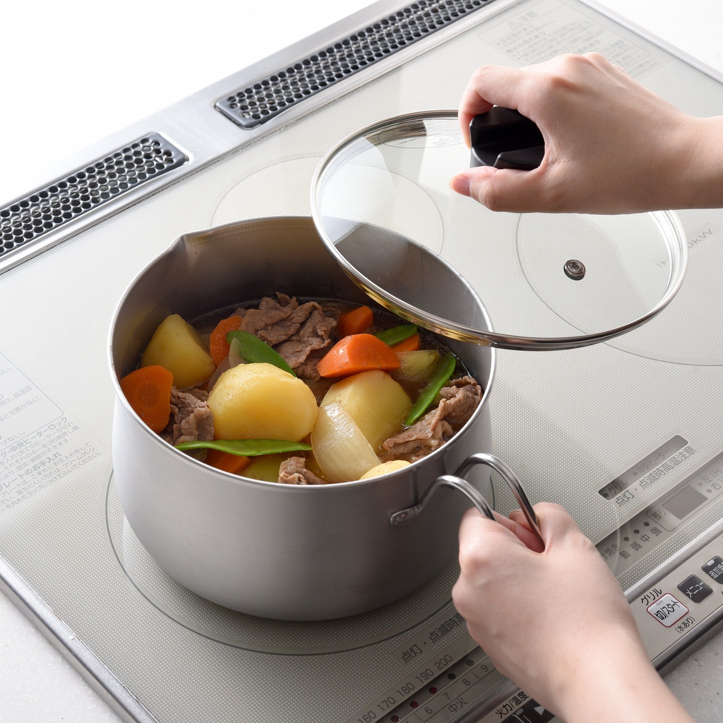 日本製 燕三条 ステンレスマルチポット 18cm 深型 ガラス蓋付き ガス火 IH対応 2.9L 逸品物創 ステンレス製 鍋 コンパクト スリム 片手鍋 揚げ鍋 天ぷら鍋 フライパン ミルクパン 78203