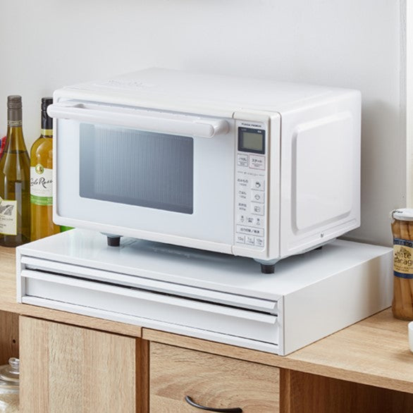 日本製 燕三条 収納付き キッチン家電下 スライドテーブル 幅55cm 2way 家電下 スライドテーブル 炊飯器 電子レンジ 下 引出し 引き出し 収納 レンジラック トースター台 レンジ台 完成品(代引不可)