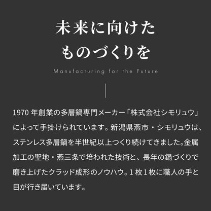 日本製 燕三条 ステンレス3層片手鍋 18cm IH対応 蓋付き 全面鏡面仕上げ ガス火OK アルミクラッド 三層鋼 鍋 フッ素不使用 SUS304 ステンレス製 フライパン シモリュウ プラジュール