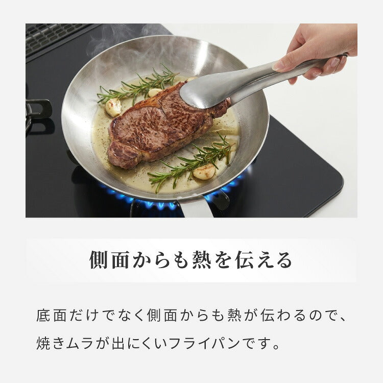 日本製 燕三条 ステンレス3層フライパン 22cm IH対応 ガス火OK アルミクラッド 三層鋼 フライパン フッ素不使用 SUS304 ステンレス製 フライパン シモリュウ プロシード ギフト
