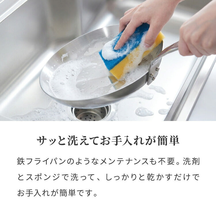 日本製 燕三条 ステンレス3層フライパン 24cm IH対応 ガス火OK アルミクラッド 三層鋼 フライパン フッ素不使用 SUS304 ステンレス製 フライパン シモリュウ プロシード ギフト