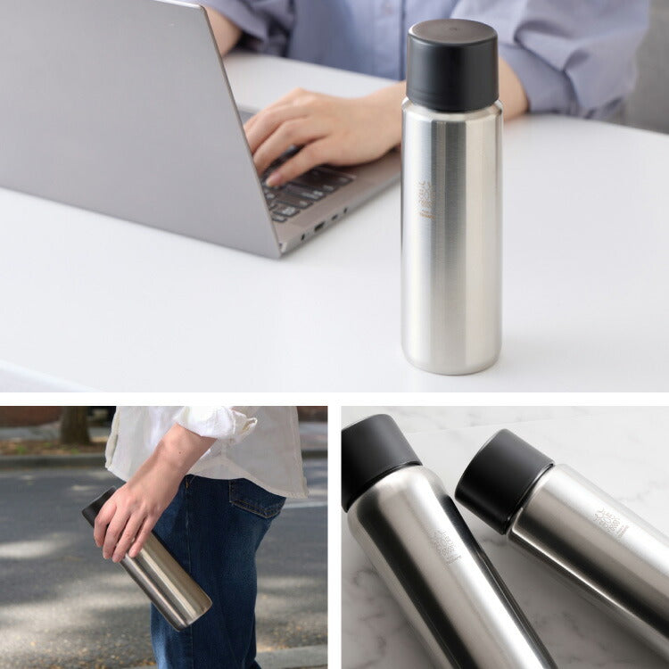 燕三条で作る真空マグボトル 360ml ステンレス 保冷 保温 真空断熱 二層構造 丸みデザイン 日本製 燕三条 水筒 【Made in TSUBAME】スリム シンプル シルバー ボトル おしゃれ