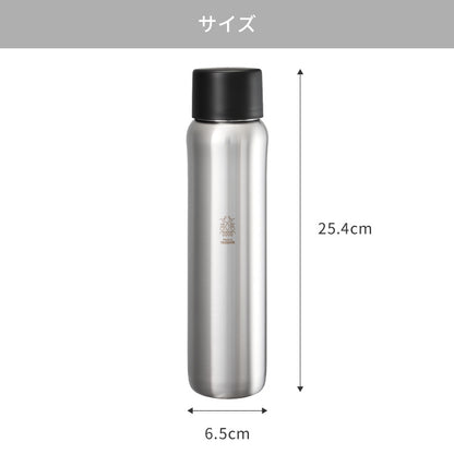 燕三条で作る真空マグボトル 500ml ステンレス 保冷 保温 真空断熱 二層構造 丸みデザイン 日本製 燕三条 水筒 【Made in TSUBAME】スリム シンプル シルバー ボトル おしゃれ