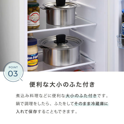 日本製 燕三条 取っ手が取れる ステンレス鍋 4サイズセット 14cm/16cm/18cm/20cm 着脱式ハンドル 創燕 ステンレス 鍋 セット 片手鍋 省スペース コンパクト 鍋セット (代引不可)