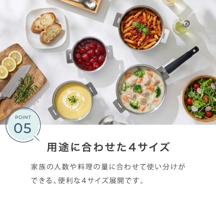 日本製 燕三条 取っ手が取れる ステンレス鍋 4サイズセット 14cm/16cm