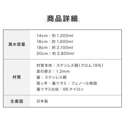 日本製 燕三条 取っ手が取れる ステンレス鍋 4サイズセット 14cm/16cm/18cm/20cm 着脱式ハンドル 創燕 ステンレス 鍋 セット 片手鍋 省スペース コンパクト 鍋セット (代引不可)