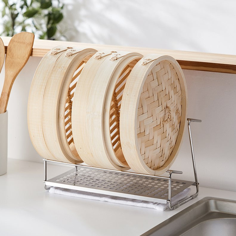 【せいろが干せる】 ヨシカワ 日本製 燕三条 飾れるせいろスタンド 受け皿付き ボトルスタンド 水切りラック ラック せいろ干し ボトル キャップ フタ せいろ 多機能ラック 乾燥 収納 Yoshikawa