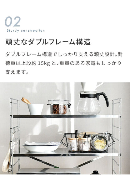 日本製 燕三条 トースターラック ダブルワイヤー 2段タイプ 幅60cm 奥行35cm 高さ61cm 頑丈 ステンレス棚 ラック 棚 キッチン収納 カウンター上収納 キッチンラック シルバー ステンレス おしゃれ(代引不可)