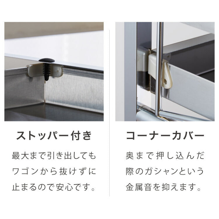 日本製 燕三条 ステンレス作業台ワゴン 幅73.5cm 引出付き ハンドル付き キッチンワゴン 作業台 調理台 スリム キャスター付き おしゃれ ステンレス天板 シルバー ステンレスワゴン キッチンラック(代引不可)