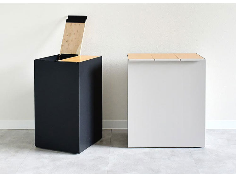 rootis 日本製 隠せるデザインゴミ箱 ダストボックス 15L×2分別 幅30cm