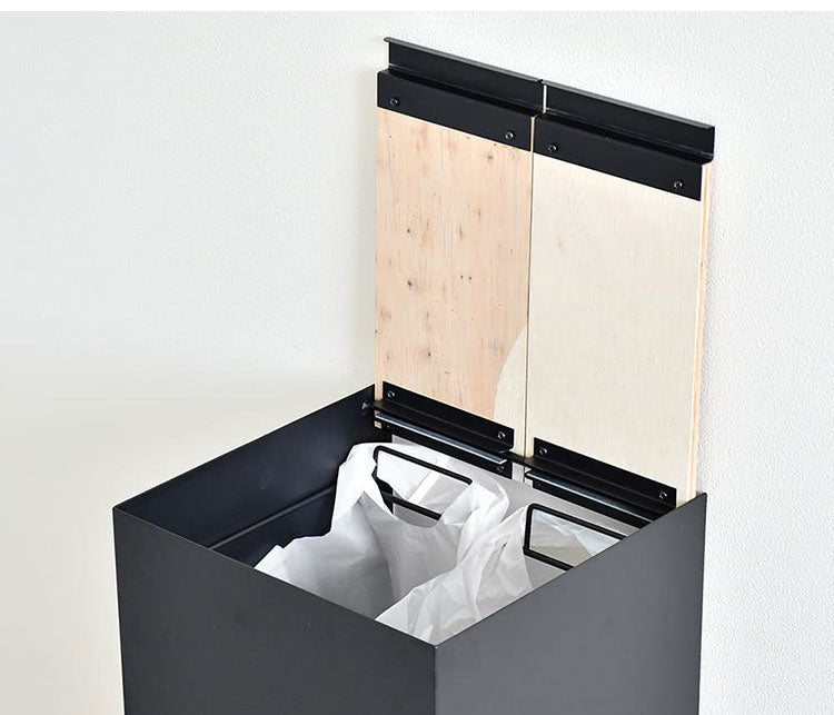 rootis 日本製 隠せるデザインゴミ箱 ダストボックス 15L×2分別 幅30cm