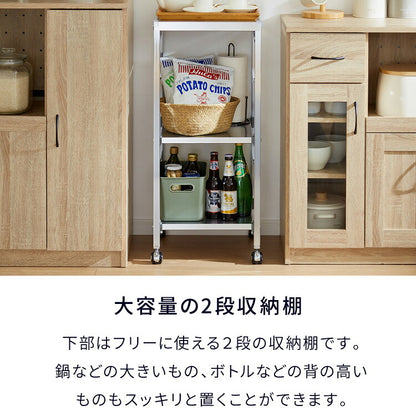 GraSUS×ILC 日本製 燕三条 ステンレス作業台ワゴン スリム 幅36.5cm キッチンワゴン 作業台 調理台 スリム キャスター付き シルバー ステンレス おしゃれ