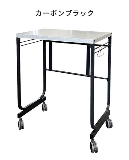 日本製 燕三条 伸縮キッチンサイドカウンター 作業台ワゴン 幅55~90cm 伸縮式 キッチンカウンター キッチンワゴン ガルバリウム鋼板使用 伸縮 伸縮式 作業台 ワゴン ゴミ箱ラック ごみ箱ラック(代引不可)