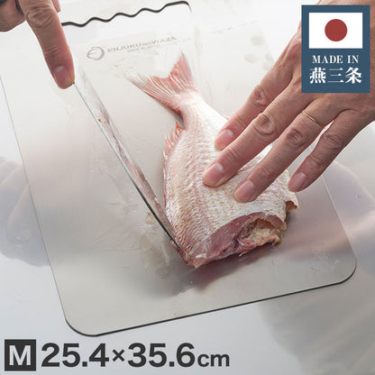 日本製 燕三条 チタンまな板 純チタン チタン製 まな板 Mサイズ 25.4×35.6cm 厚さ1mm カッティングボード 吊り下げ可能 軽い お手入れ簡単 におい移りなし 錆びにくい 清潔 キャンプ アウトドア