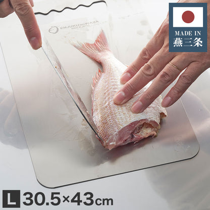 日本製 燕三条 チタンまな板 純チタン チタン製 まな板 Lサイズ 30.5×43cm 厚さ1mm カッティングボード 吊り下げ可能 軽い お手入れ簡単 におい移りなし 錆びにくい 清潔 キャンプ アウトドア
